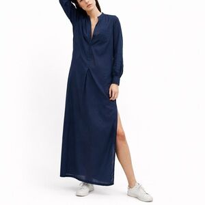 Nili Lotan S Sandra dark navy Button Up Beach 0237 Maxi Dress small